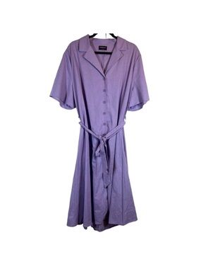 Rebdolls linen blend waist tie lilac collared midi dress